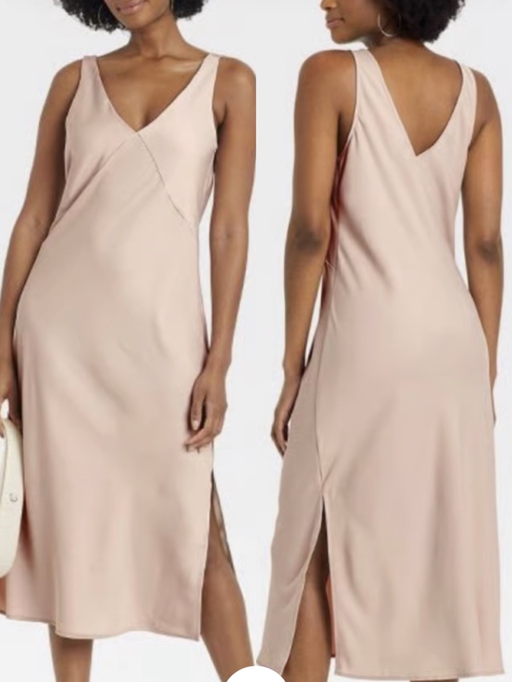a new day Beige Sleeveless V-Neck Midi Slip Dress